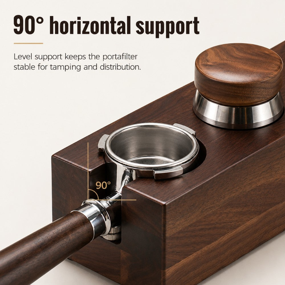 Wooden Espresso Tool Station for Portafilter, Tamper, Distributor & Brush